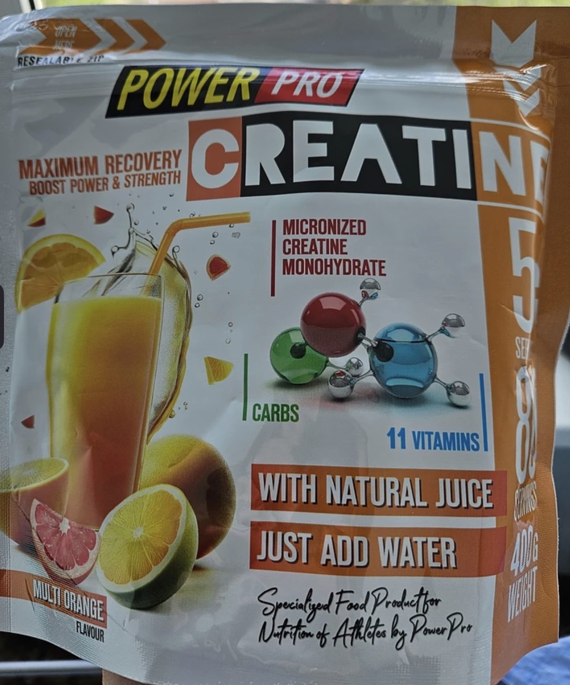 Креатин моногидрат порошок, апельсин 400г